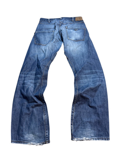 Armani Jeans Vintage Jeanshose Denim Pants Hose Blau Waschung Logo 30