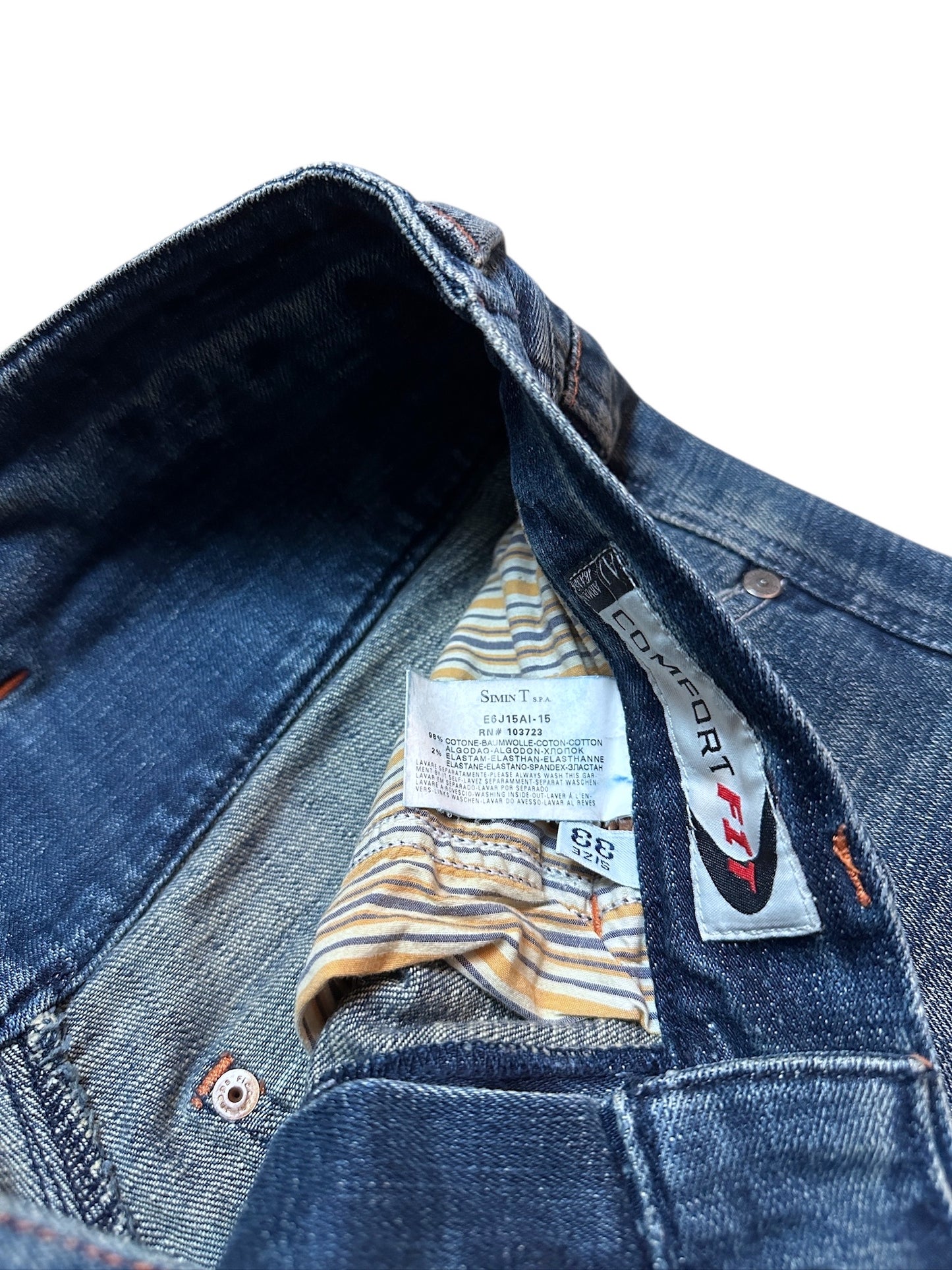 Armani Jeans Vintage Blau Denim Streifen Größe 33