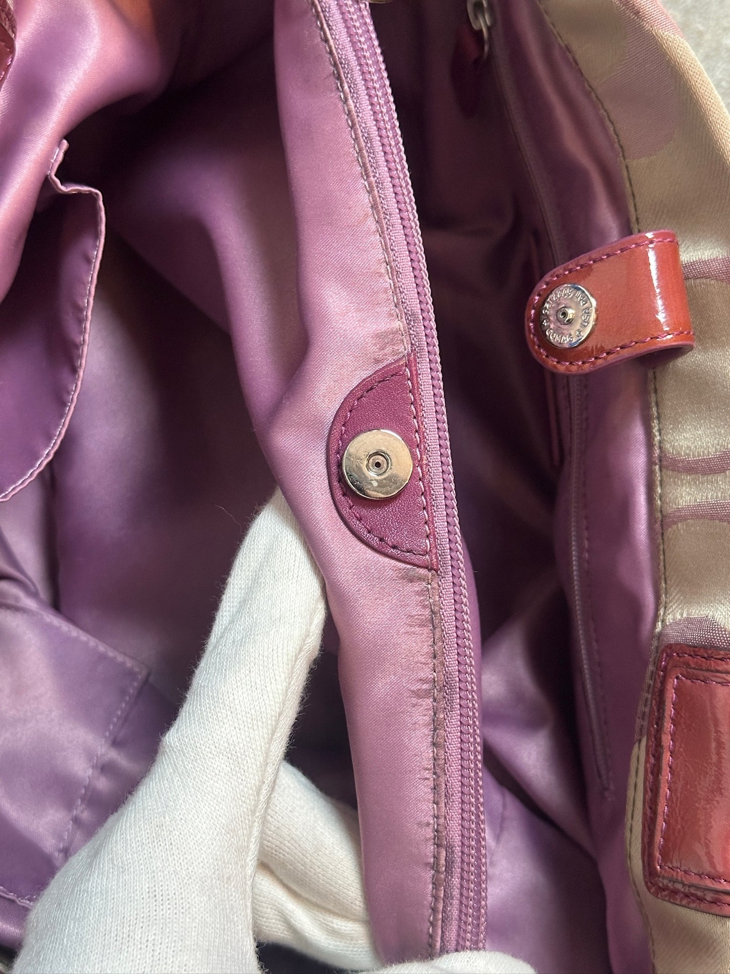 Coach Vintage Monogram Tote Schultertasche 2010s Bag Bordeaux Beige