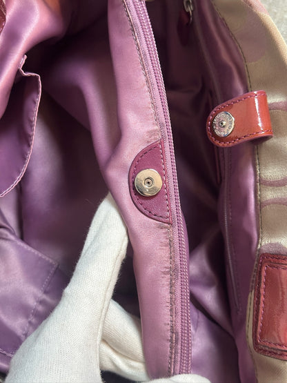 Coach Vintage Monogram Tote Schultertasche 2010s Bag Bordeaux Beige