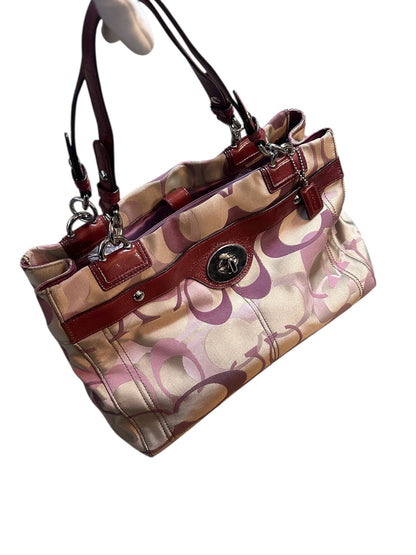 Coach Vintage Monogram Tote Schultertasche 2010s Bag Bordeaux Beige