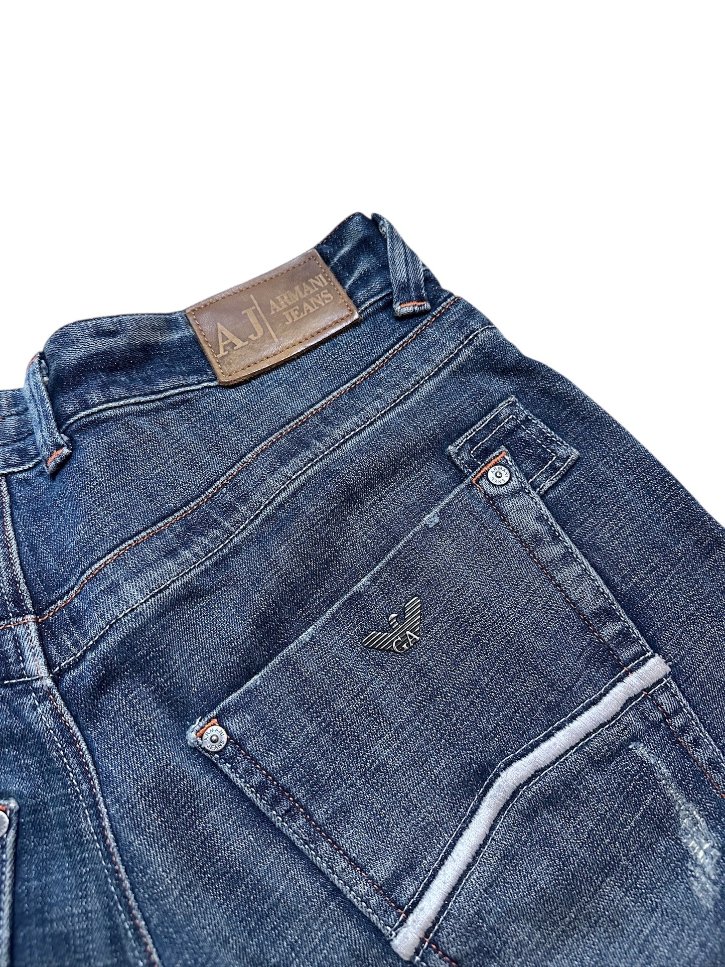 Armani Jeans Vintage Blau Denim Streifen Größe 33