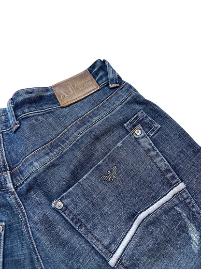 Armani Jeans Vintage Blau Denim Streifen Größe 33