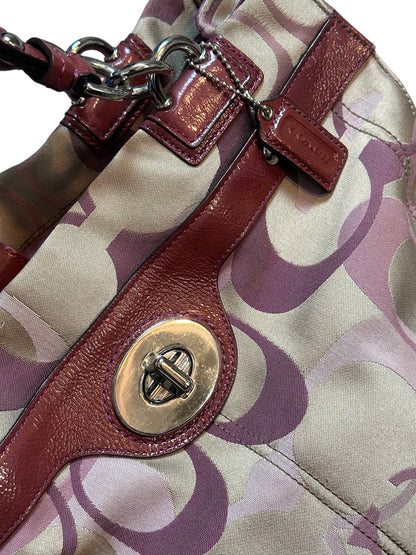 Coach Vintage Monogram Tote Schultertasche 2010s Bag Bordeaux Beige