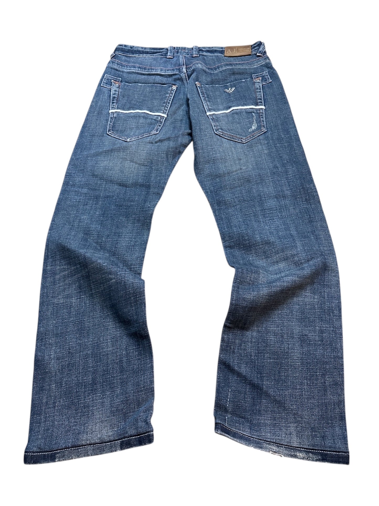 Armani Jeans Vintage Blau Denim Streifen Größe 33