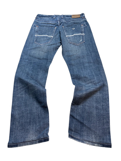 Armani Jeans Vintage Blau Denim Streifen Größe 33