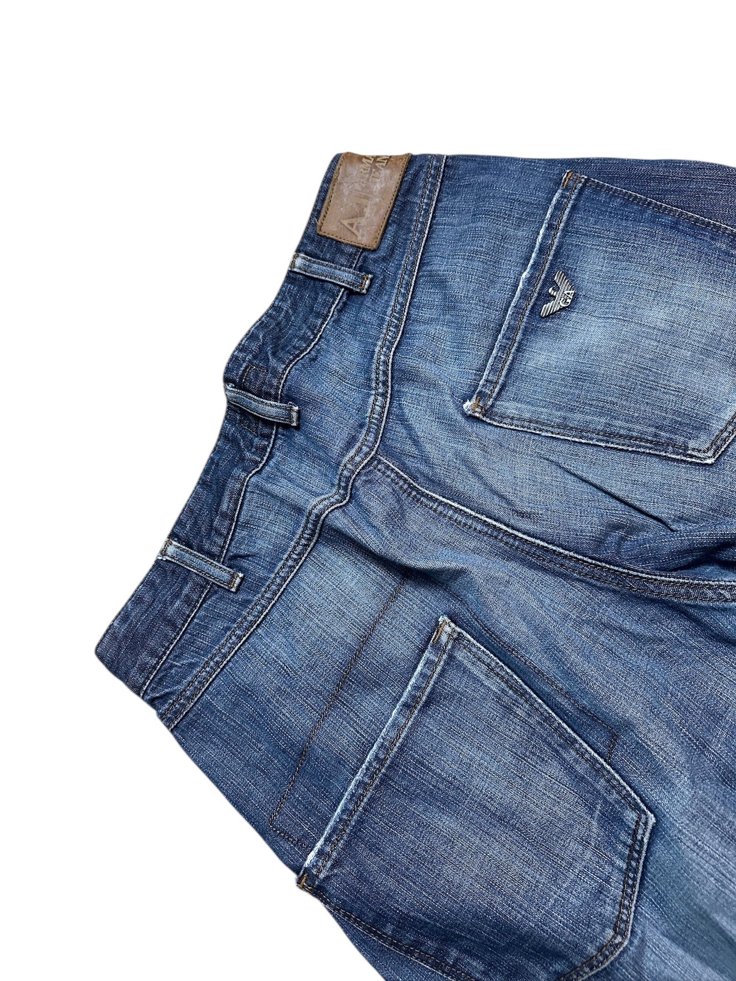 Armani Jeans Vintage Jeanshose Denim Pants Hose Blau Waschung Logo 30