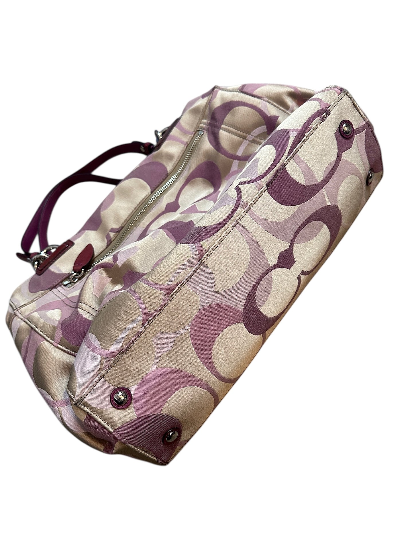 Coach Vintage Monogram Tote Schultertasche 2010s Bag Bordeaux Beige