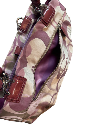 Coach Vintage Monogram Tote Schultertasche 2010s Bag Bordeaux Beige