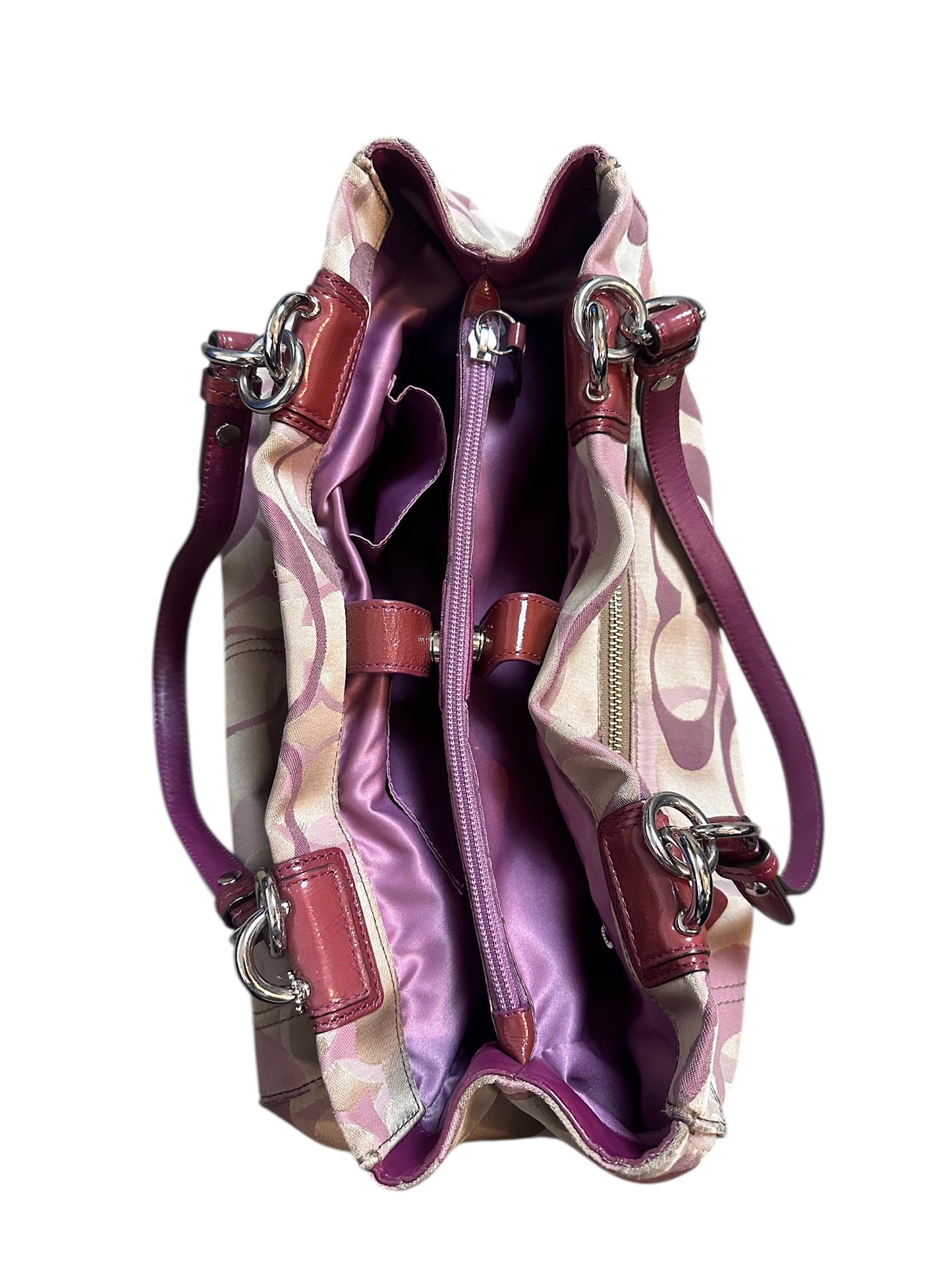 Coach Vintage Monogram Tote Schultertasche 2010s Bag Bordeaux Beige