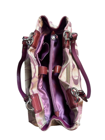 Coach Vintage Monogram Tote Schultertasche 2010s Bag Bordeaux Beige