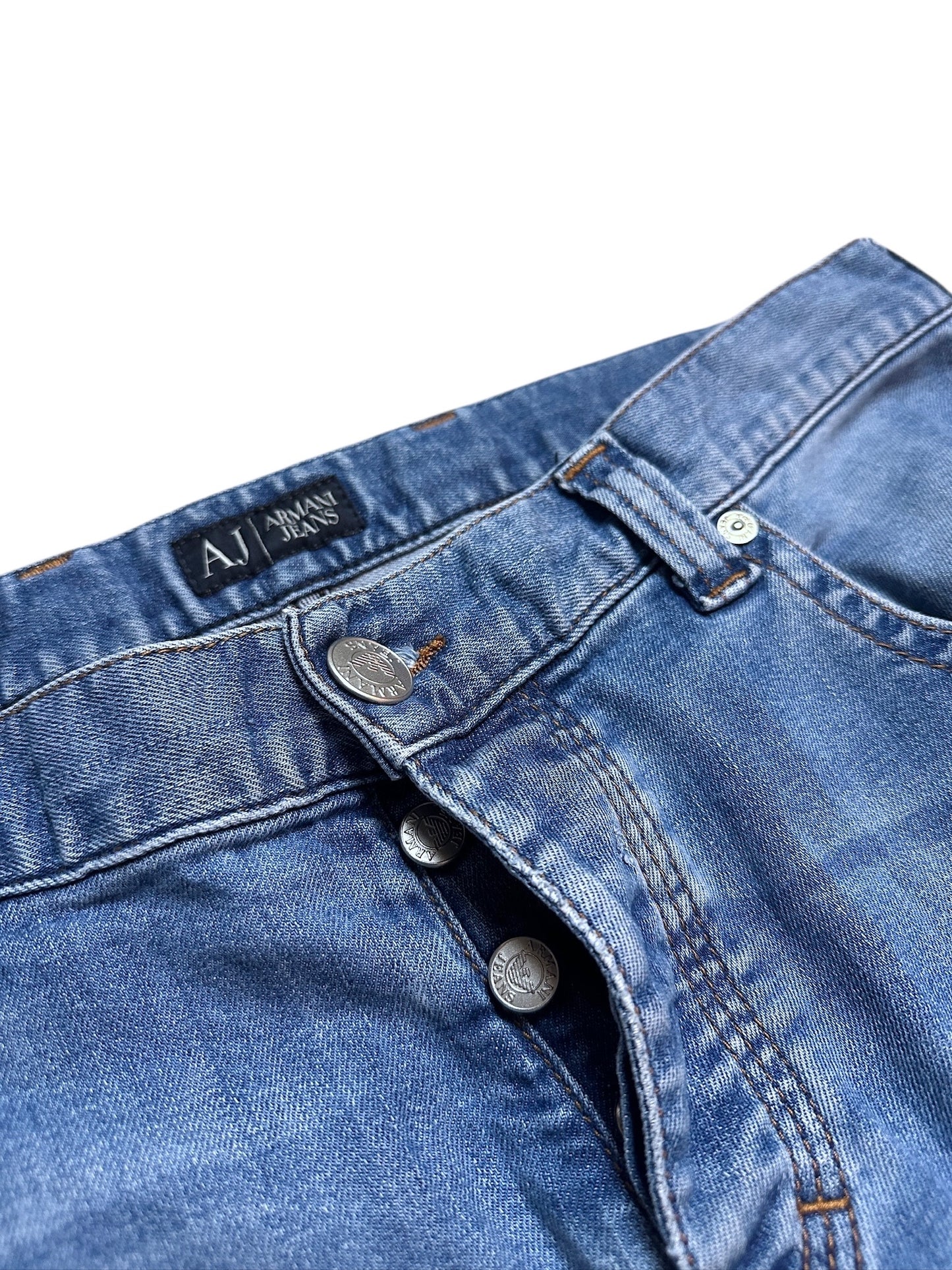 Armani Jeans Vintage Jeanshose Denim Pants Hose Blau Waschung Logo 34