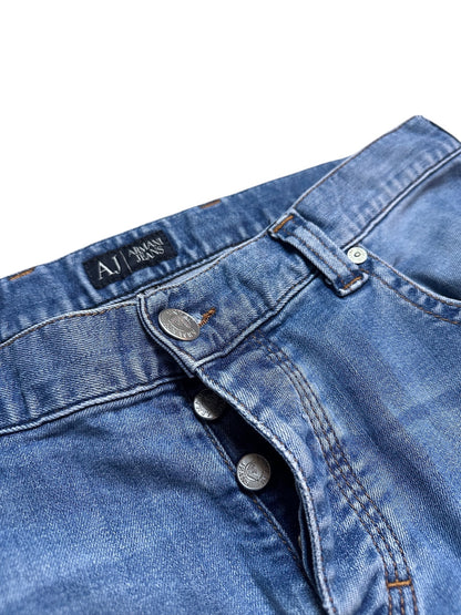 Armani Jeans Vintage Jeanshose Denim Pants Hose Blau Waschung Logo 34