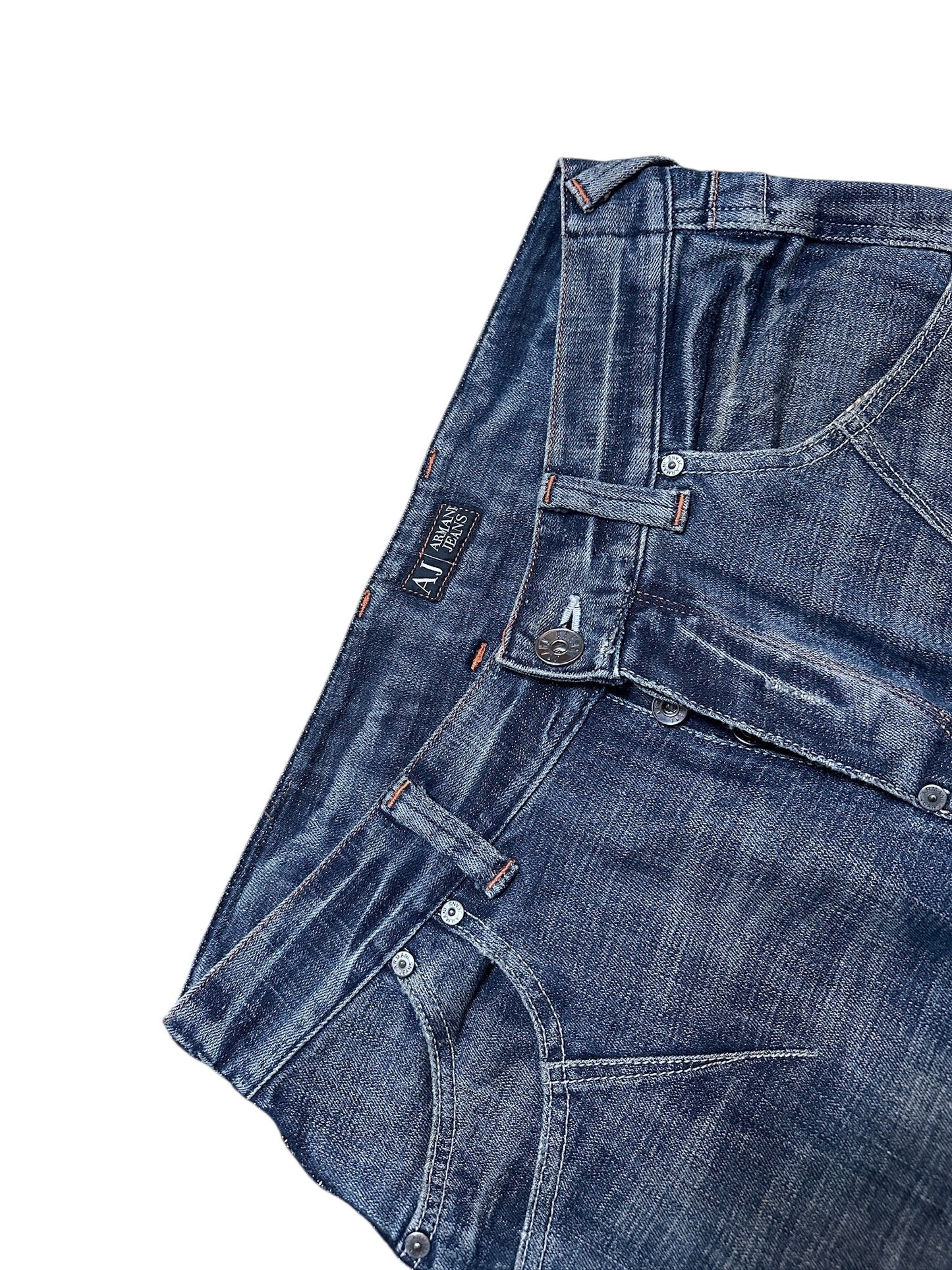Armani Jeans Vintage Blau Denim Streifen Größe 33