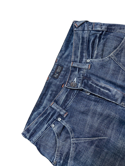Armani Jeans Vintage Blau Denim Streifen Größe 33