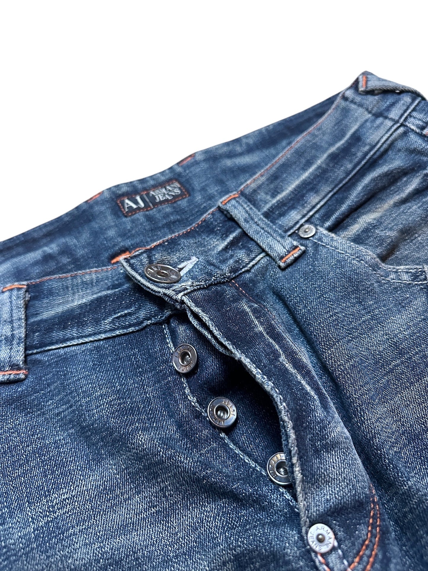 Armani Jeans Vintage Blau Denim Streifen Größe 33