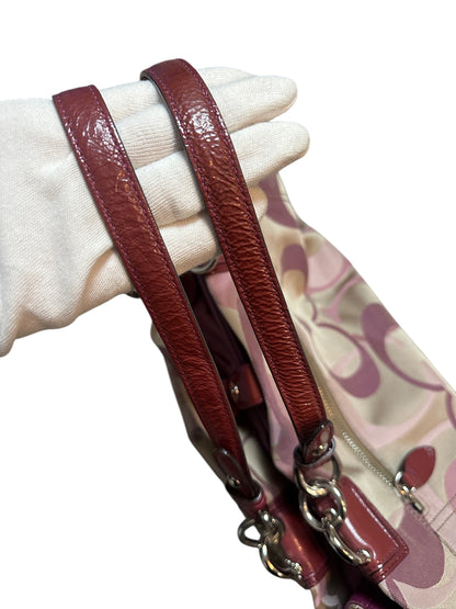 Coach Vintage Monogram Tote Schultertasche 2010s Bag Bordeaux Beige