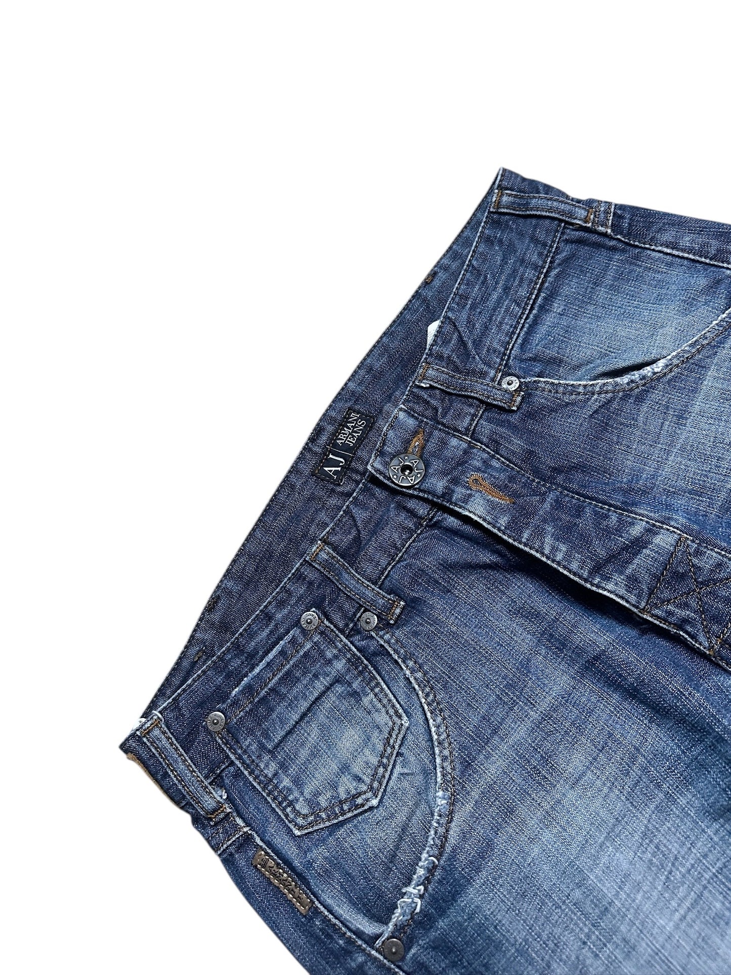 Armani Jeans Vintage Jeanshose Denim Pants Hose Blau Waschung Logo 30