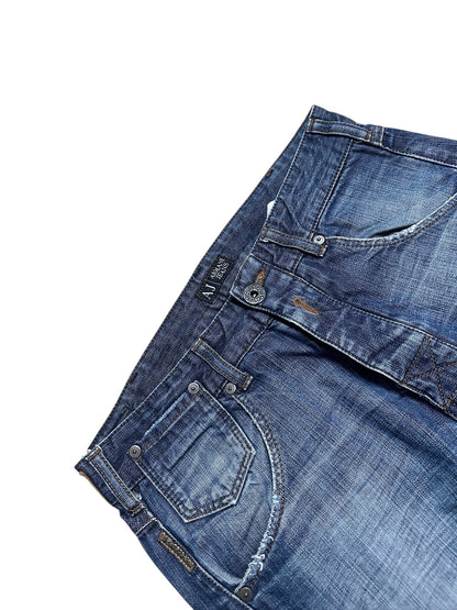 Armani Jeans Vintage Jeanshose Denim Pants Hose Blau Waschung Logo 30